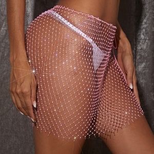 SALE RHINESTONE FISHNET COVER-UP COVERUP SKIRT (NEW)